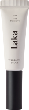 Mocny żel do brwi Laka Wild Brow Shaper w białej tubce z czarną nakrętką, widok z przodu.