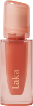 Żelowy błyszczyk LAKA Jelling Nude w odcieniu Tangerine Ring, przezroczyste opakowanie z różową nakrętką.