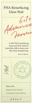 AXIS-Y PHA Resurfacing Glow Peel, 10% PHA, peeling złuszczający z papają i ogórkiem, widok z przodu.