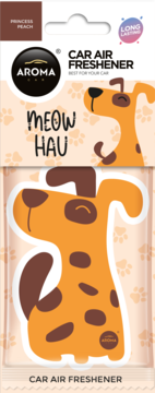 AROMA CAR Meow Hau ,odświeżacz samochodowy, brązowy Pies, Princess Peach,przód