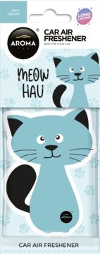 AROMA CAR Meow Hau ,odświeżacz samochodowy, niebieski Kot, Spicy Delight,przód
