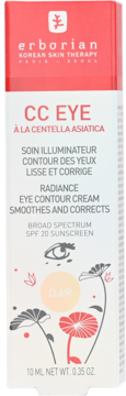 Erborian CC EYE krem pod oczy SPF20, Clair, z Centellą Asiatica, biało-czerwone pudełko, widok z przodu.