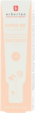 Erborian Super BB Au Ginseng krem BB z SPF 20 w odcieniu Clair, opakowanie front, rysunek żeń-szenia.