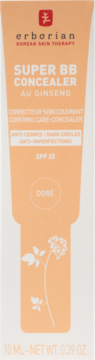 Erborian Super BB Concealer SPF 25 Doré w pomarańczowej tubce z białym napisem, widok z przodu.