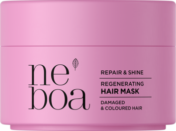 Różowa mini maska Neboa Repair & Shine do włosów zniszczonych i farbowanych, 50ml, widok z przodu.