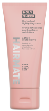 Różowy krem do włosów kręconych Hairmate Holy Sheep, podkreśla skręt, zapobiega puszeniu, 50ml, front.