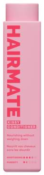 Różowa butelka Hairmate Kissy Conditioner, odżywka "Nourishing without weighing down", widok z przodu.