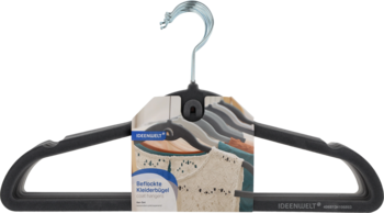 Ciemnoszary wieszak antypoślizgowy Everhome z obrotowym haczykiem i metką produktową, widok z przodu.