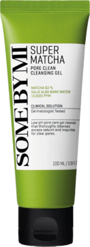 SOME BY MI Super Matcha Pore Clean Cleansing Gel, zielona tubka 100ml, na rozszerzone pory, widok z przodu.