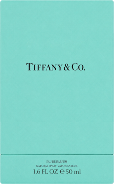 Tiffany & Co. damska woda perfumowana, turkusowe opakowanie, widok z przodu z białym logo.