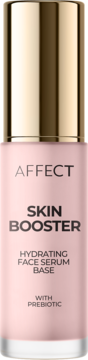 Różowy flakon serum Affect Skin Booster, hydratyzująca baza pod makijaż z prebiotykiem, złota zakrętka, widok z przodu.