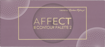Affect Contour Palette 2, front opakowania na mauve tle. Złoty napis, siatkowe sfery, minimalistyczny design.