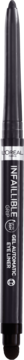 Czarna wodoodporna mascara Maybelline Lash Sensational, widok z przodu, z srebrnym paskiem.