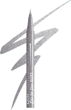 NYX Epic Ink Liner Glitz Flashy Flare, srebrny metaliczny pisak z brokatem, z błyszczącym śladem.