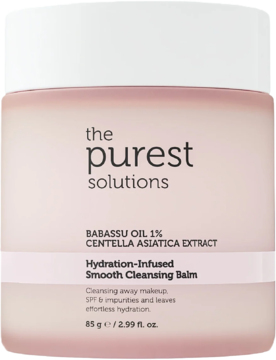 Różowy balsam The Purest Solutions Hydration-Infused Smooth Cleansing Balm z Babassu Oil, widok z przodu.