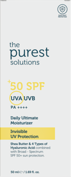 THE PUREST SOLUTIONS Invisible UV Protection ,krem do twarzy, nawilżający, SPF 50+, Pa++++,przód