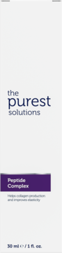 Naprawcze serum peptydowe The Purest Solutions 30 ml, białe opakowanie z fioletowym napisem "Peptide Complex".