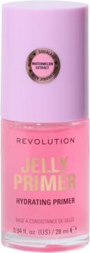 Revolution Jelly Primer, różowa żelowa baza pod makijaż z kwasem hialuronowym i arbuzem, widok z przodu.