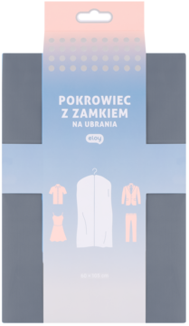 Eloy Pokrowiec na ubrania 60x105 cm, przezroczysty, na opakowaniu z grafikami odzieży i logiem Eloy.