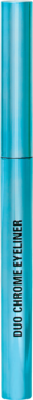 Metaliczny eyeliner Revolution Duo Chrome w odcieniu Deep Space, turkusowo-niebieski, widok z przodu.