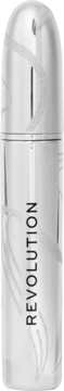 Srebrny brokatowy tusz Revolution Metallic Muse Silver Glitter Top Coat w metalicznej tubce.