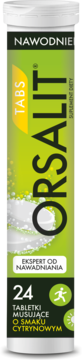 Orsalit Tabs suplement diety, 24 tabletki musujące cytrynowe, zielone opakowanie, widok z przodu.