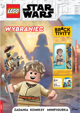 LEGO Star Wars Wybraniec: okładka z Anakinem Skywalkerem minifigurką z kluczem, droidem i cieniem Vadera. BROCKTIVITY.