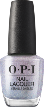 OPI srebrny lakier do paznokci Case of Glamnesia, błyszczący, z brokatem, widok z przodu.