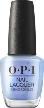 OPI Nail Lacquer, odcień Happy Play-ce. Błękitny, półprzezroczysty lakier w butelce z czarną nakrętką, z przodu.