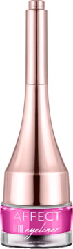 Różowy żelowy eyeliner Affect Simple Lines. Flakon z różowo-złotą zakrętką i ukrytym pędzelkiem.