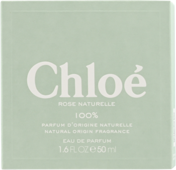 Jasnozielone opakowanie Chloé Rose Naturelle Eau de Parfum 50ml, 100% naturalny zapach, widok z przodu.