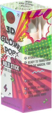 J.Cat Beauty 3D Glow Pop Holo Stick, holograficzny rozświetlacz w sztyfcie, w pudełku z pop-art grafiką i wycięciem.