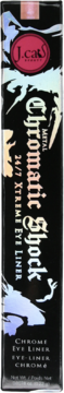 J.Cat Beauty Chromatic Shock 24/7 Xtreme Eye Liner, czarne holograficzne opakowanie z różowym odcieniem u góry.