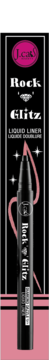 J.Cat Rock Glitz Liquid Liner, brokatowy eyeliner w pisaku, czarne opakowanie z różowym wzorem i aplikatorem.