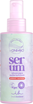 Różowe serum do włosów OnlyBio x Invisibobble, butelka spray na suche końcówki, wygładza i nawilża.