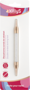 KillyS dwustronna sonda do paznokci do zdobień, złoto-przezroczysta z kryształkami, w blistrze.