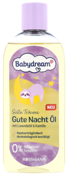 BABYDREAM ,olejek pielęgnacyjny dla dzieci na dobranoc,przód