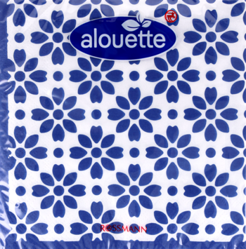 ALOUETTE ,serwetki, 3-warstwowe, Niebieskie Kwiaty, wym. 33 x 33 cm,przód