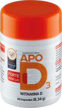 APOD3 Forte ,kapsułki, Witamina D 2000 j.m., suplement diety,przód