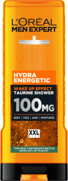 Pomarańczowo-czarny żel pod prysznic L'Oréal Men Expert Hydra Energetic Taurine, XXL, widok z przodu.
