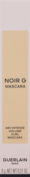 Guerlain Noir G Mascara: przód beżowego opakowania z napisem "24H INTENSE VOLUME CURL MASCARA".