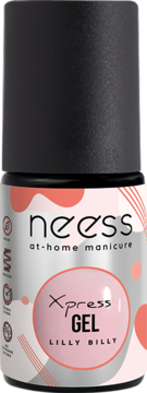 Neess Xpress Gel Lilly Billy, różowy żel do paznokci at-home manicure w butelce z czarną zakrętką, przód.