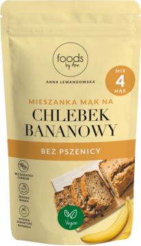 Foods by Ann Mieszanka mąk na chlebek bananowy, opakowanie. Bez pszenicy, źródło białka, wegańska.