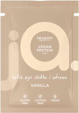 LEVANN SUPPLEMENTS Vegan Protein ,wegańskie białko o smaku waniliowym, suplement diety,przód