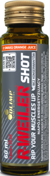 OLIMP SPORT NUTRITION R-Weiler Shot ,napój energetyzujący, suplement diety, o smaku Orange juice,przód