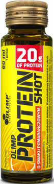 OLIMP SPORT NUTRITION Protein Shot ,wysokobiałkowy koncentrat w płynie, suplement diety, o smaku Pomarańczowym,przód