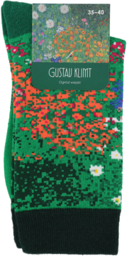 Para zielonych skarpetek Gustav Klimt "Ogród Wiejski" z kwiecistym wzorem. Na metce rozmiar 35-40.