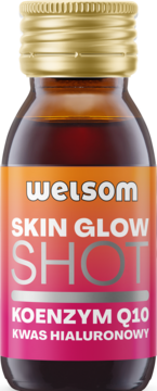 WELSOM Skin Glow Shot ,napój typu shot, Koenzym Q10, Kwas Hialuronowy,przód