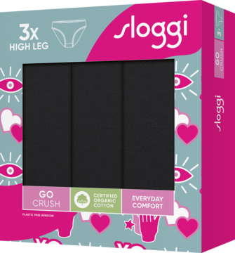 SLOGGI Go Crush ,majtki damskie, bawełniane, High Leg, Czarne, rozm. M,przód