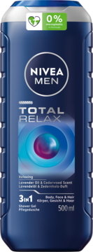 NIVEA MEN Total Relax ,żel pod prysznic, 3w1, Lavender Oil & Cedarwood,przód